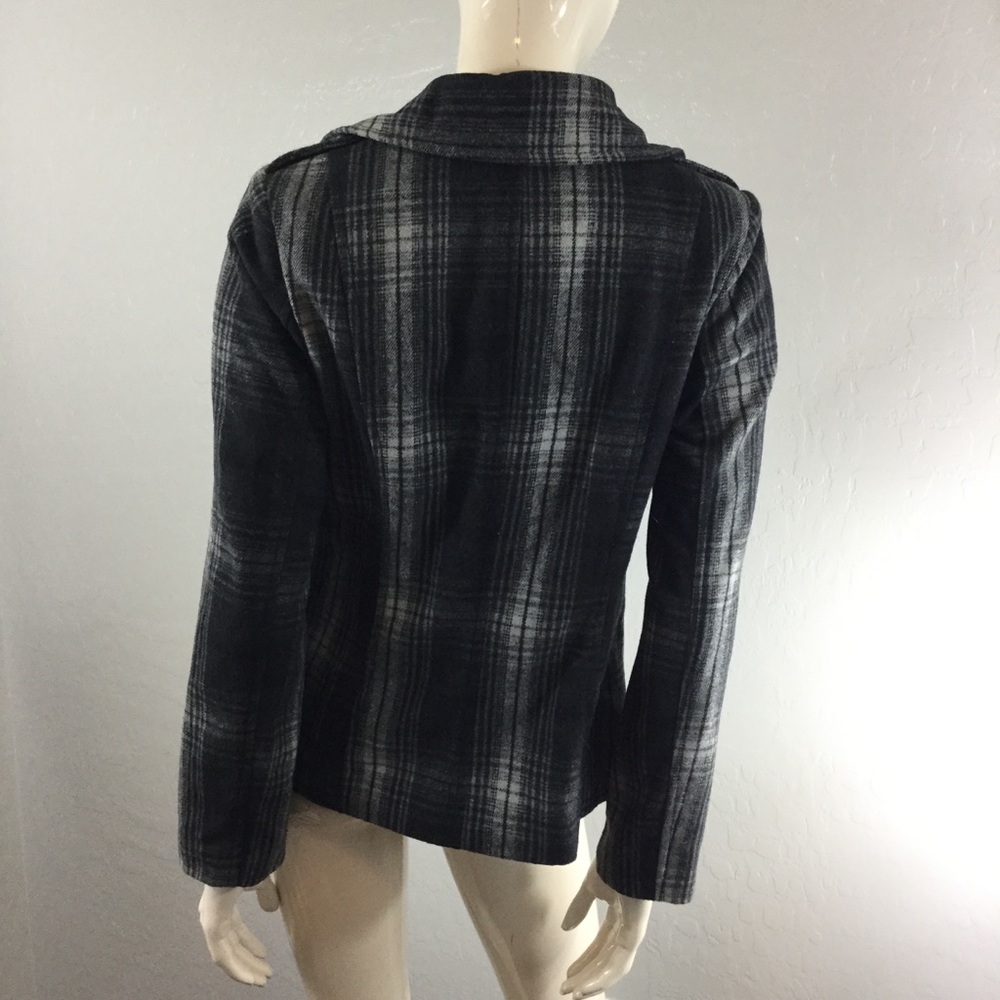 Old Navy Grey Plaid Pea Coat - Picture 6 of 8
